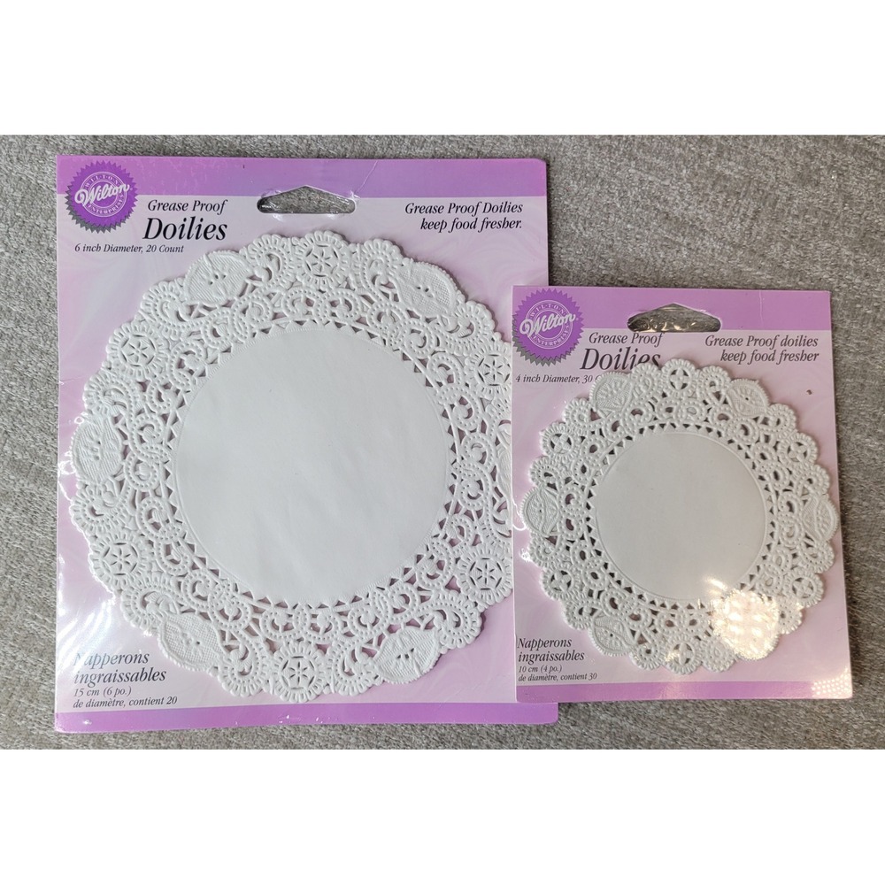 Wilton Grease Proof Doilies Kitchen White Lace Paper Round 4" 6" Cake Decor NEW